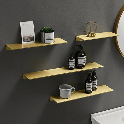 Contemporary Bathroom Storage Rack with Elegant Brushed Gold and Black Accents