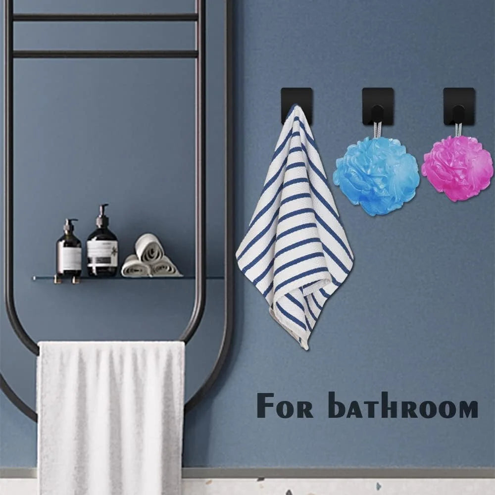 Stick-On Wall Hooks for Hanging Towels and Clothes in Bathroom