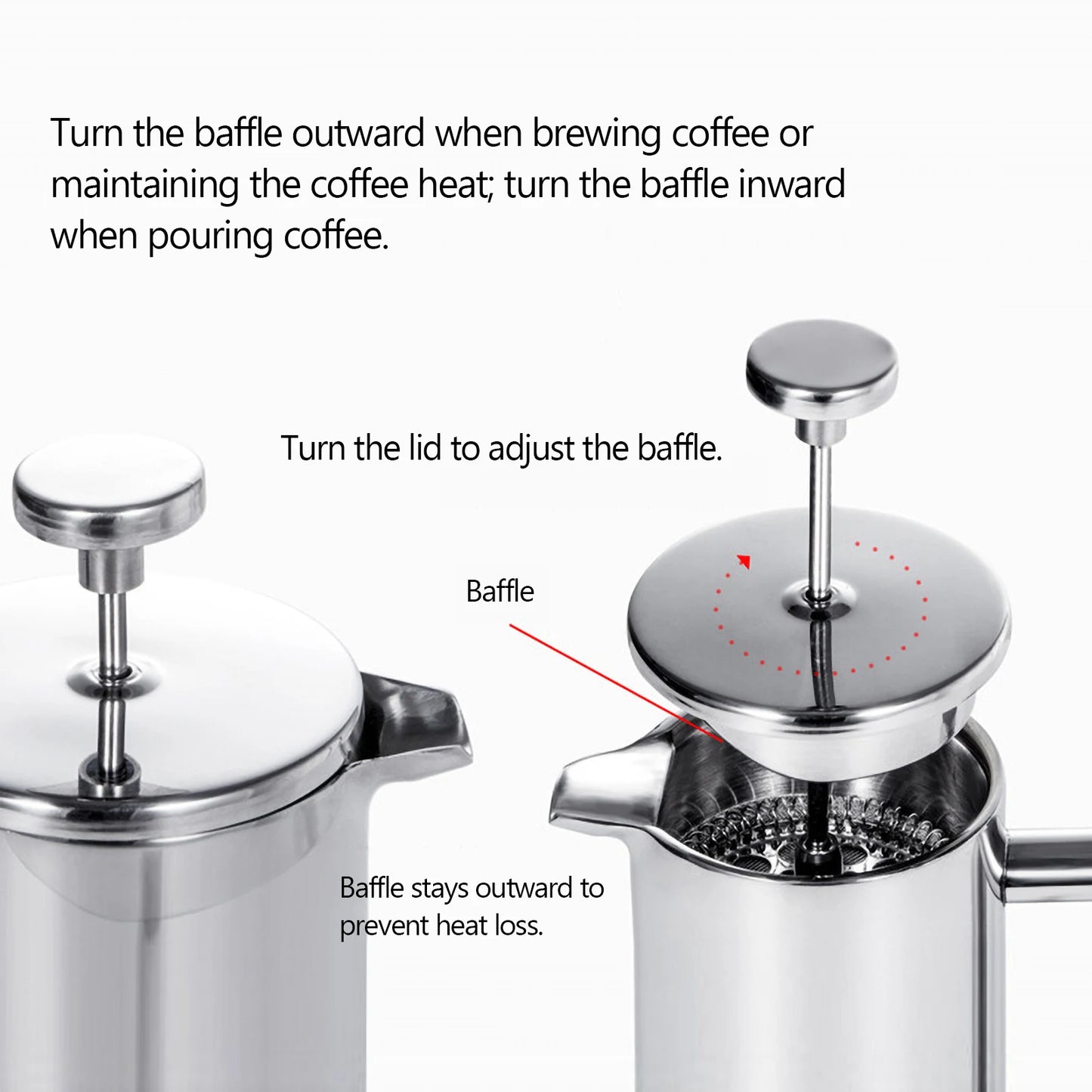 Premium Double-Walled Stainless Steel French Press Coffee Maker Pot