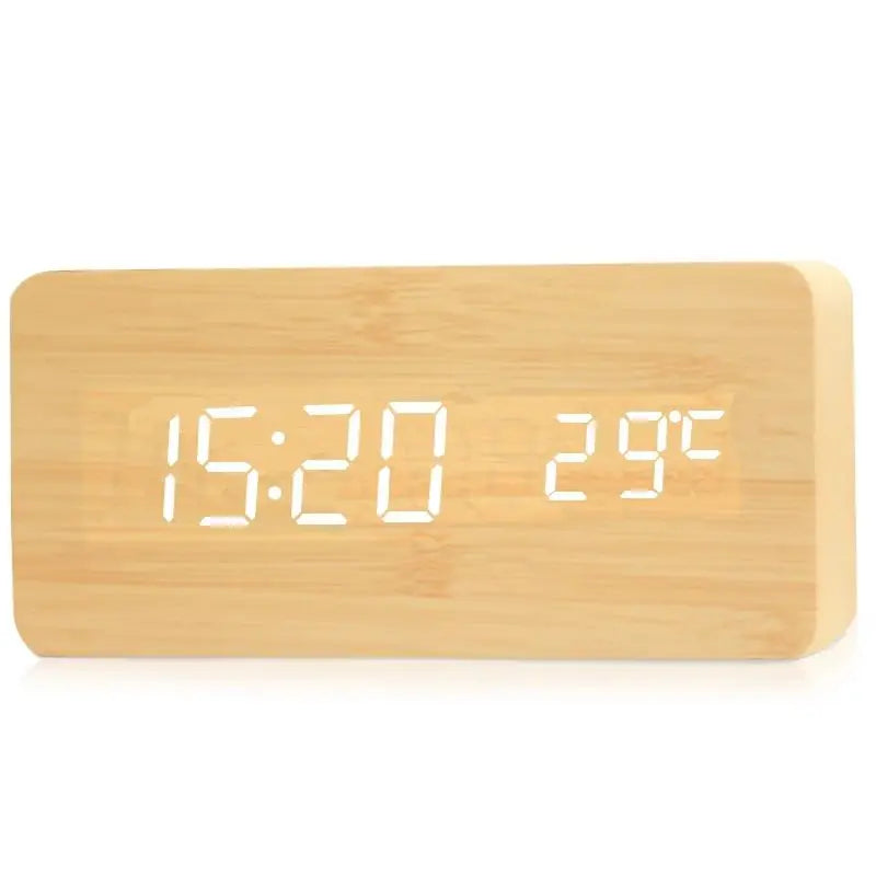 Wooden LED Alarm Clock – Stylish, Modern & Multifunctional