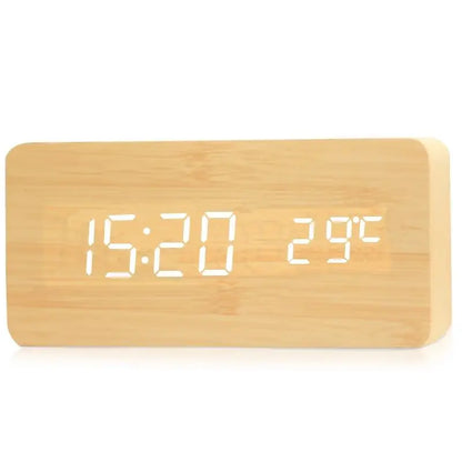 Wooden LED Alarm Clock – Stylish, Modern & Multifunctional