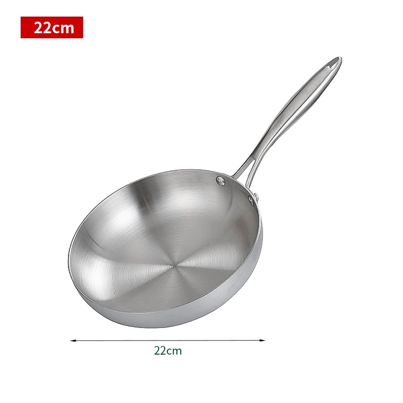 Premium Uncoated Stainless Steel Frying Pan for Versatile Kitchen Cooking