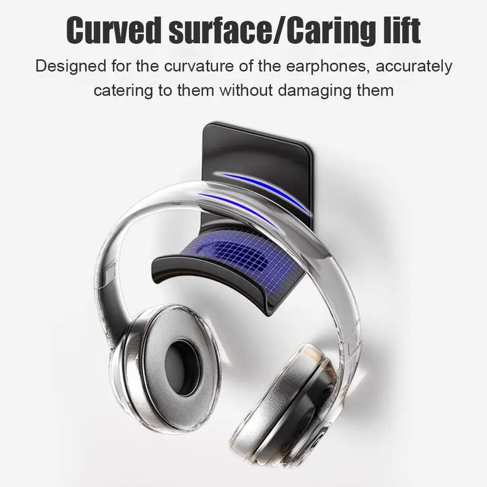 Universal Adhesive Wall-Mounted Headphone Stand for Desk Organisation