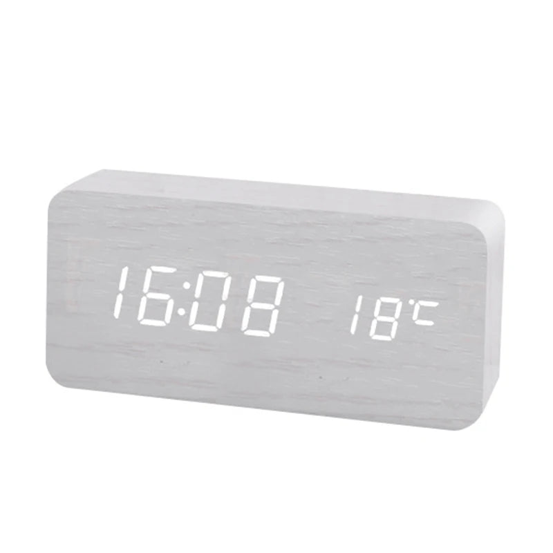 Wooden LED Alarm Clock – Stylish, Modern & Multifunctional