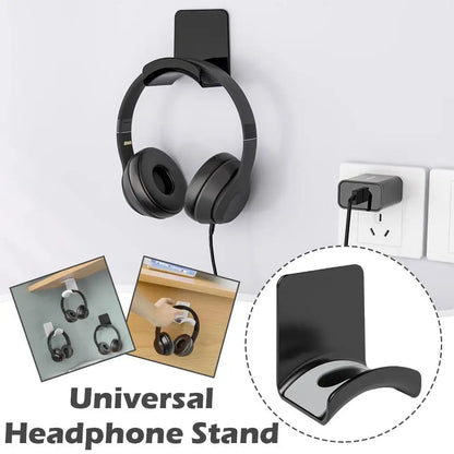 Universal Adhesive Wall-Mounted Headphone Stand for Desk Organisation