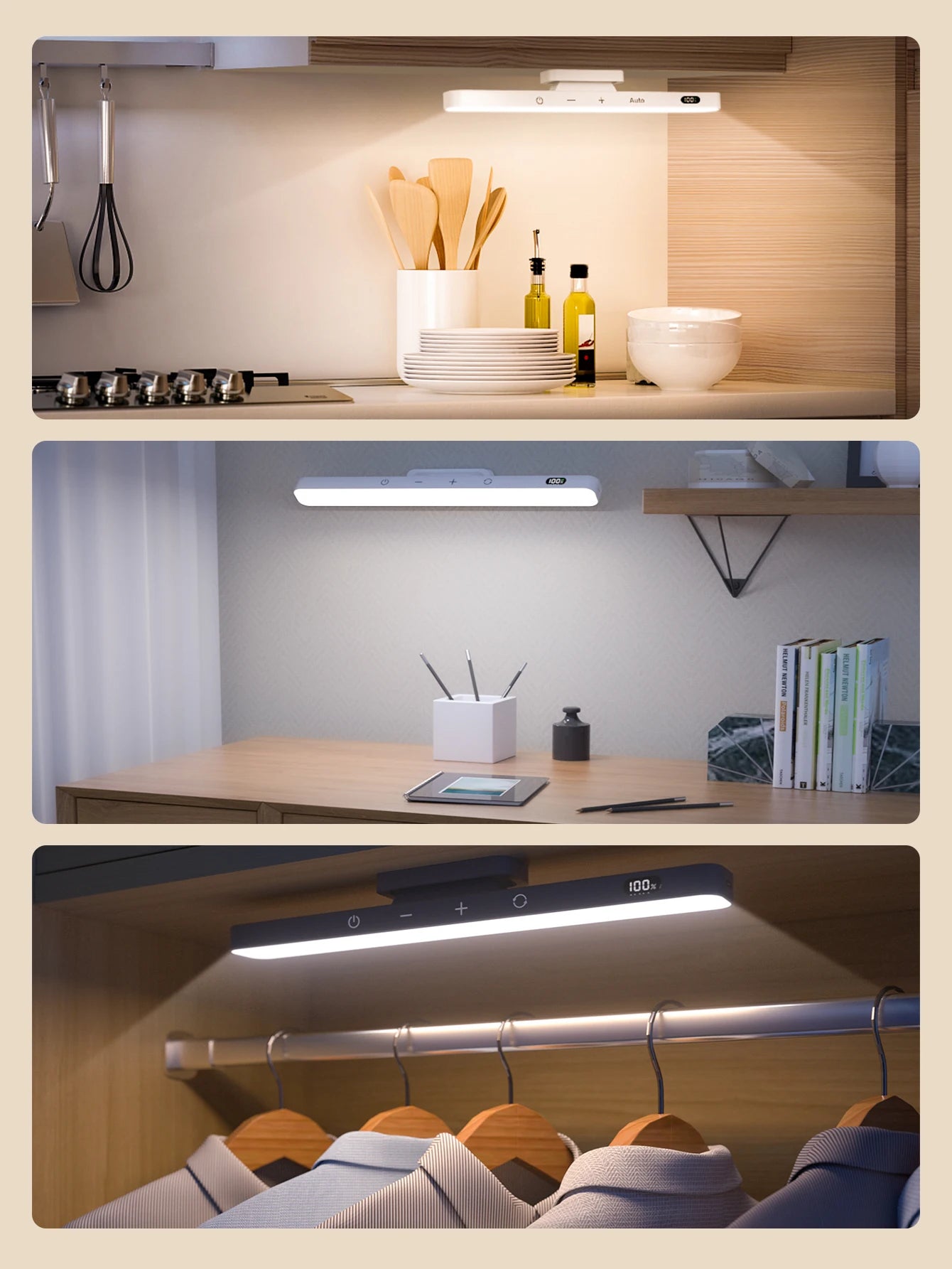 Dimmable LED Mirror Light – 3 Colours, Rechargeable & Adjustable