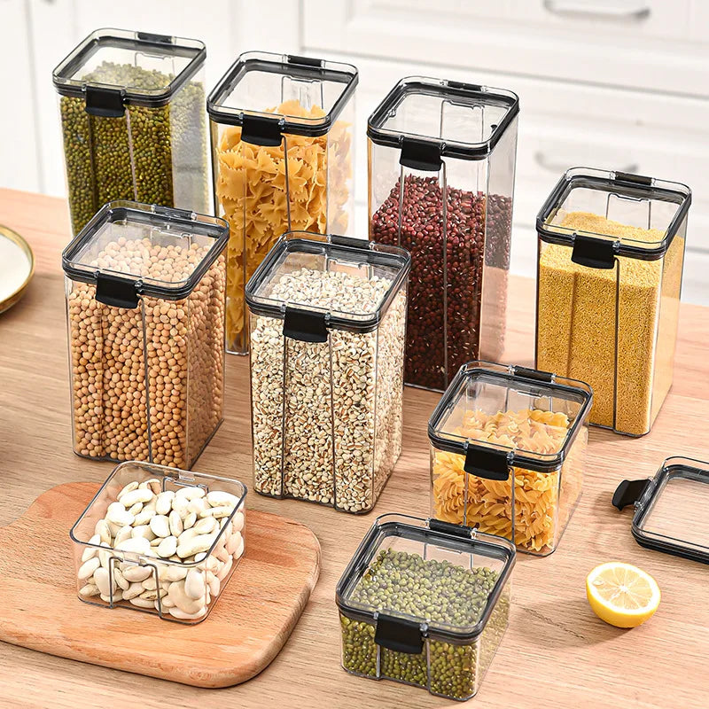 Sealed Plastic Storage Containers for Kitchen with Moisture-Proof Design for Grains and Spices