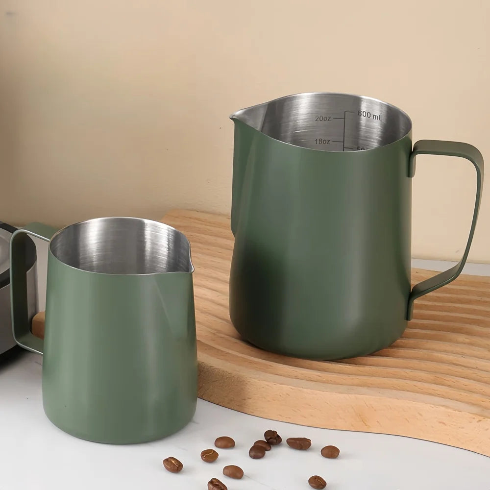 Premium Milk Frothing Pitcher with Accurate Scale for Barista-Level Espresso Drinks