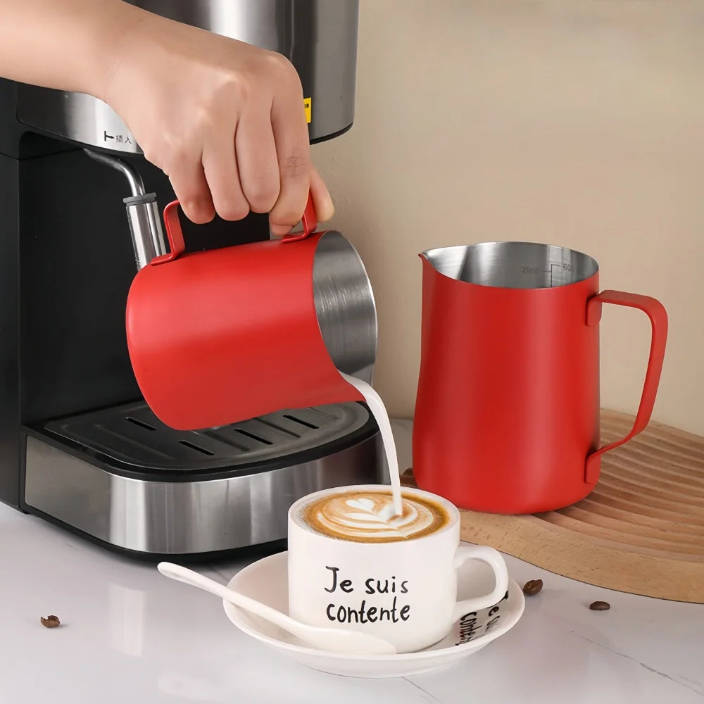 Premium Milk Frothing Pitcher with Accurate Scale for Barista-Level Espresso Drinks