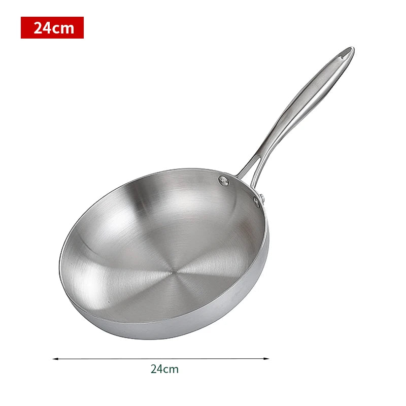 Premium Uncoated Stainless Steel Frying Pan for Versatile Kitchen Cooking