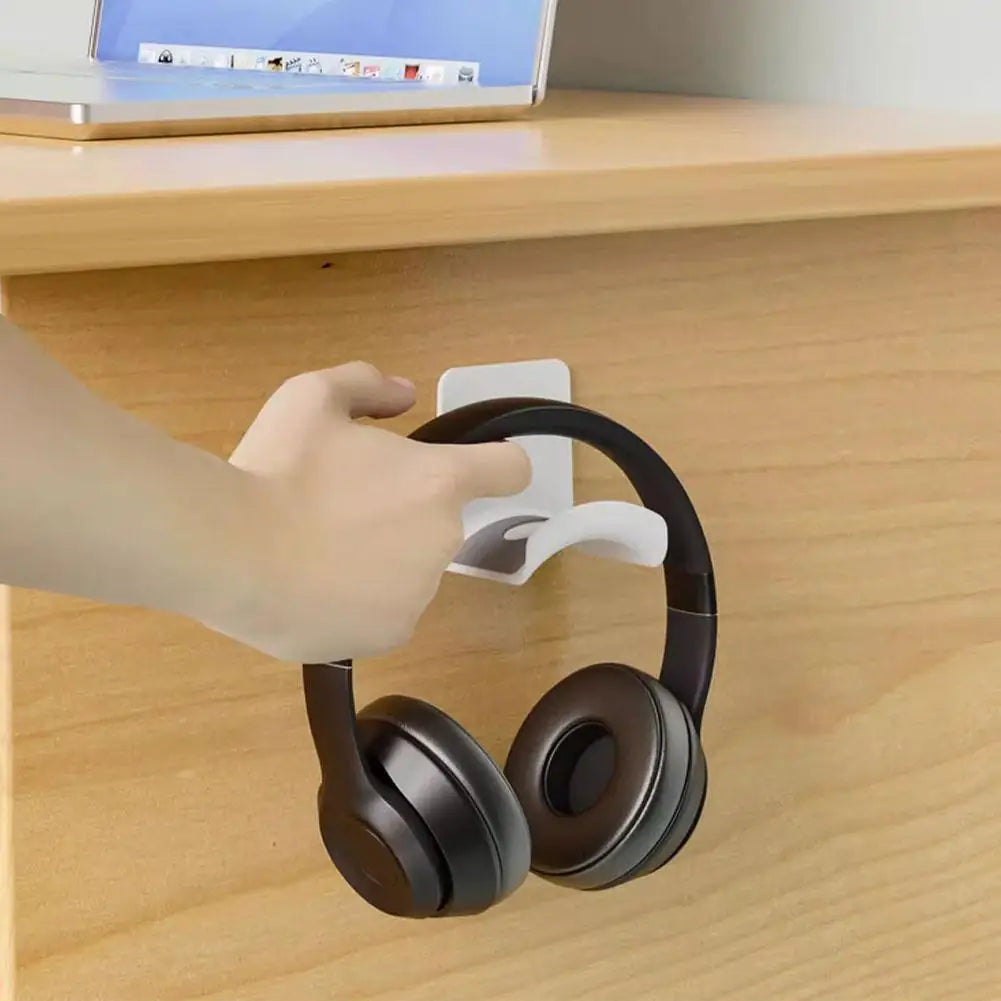 Universal Adhesive Wall-Mounted Headphone Stand for Desk Organisation