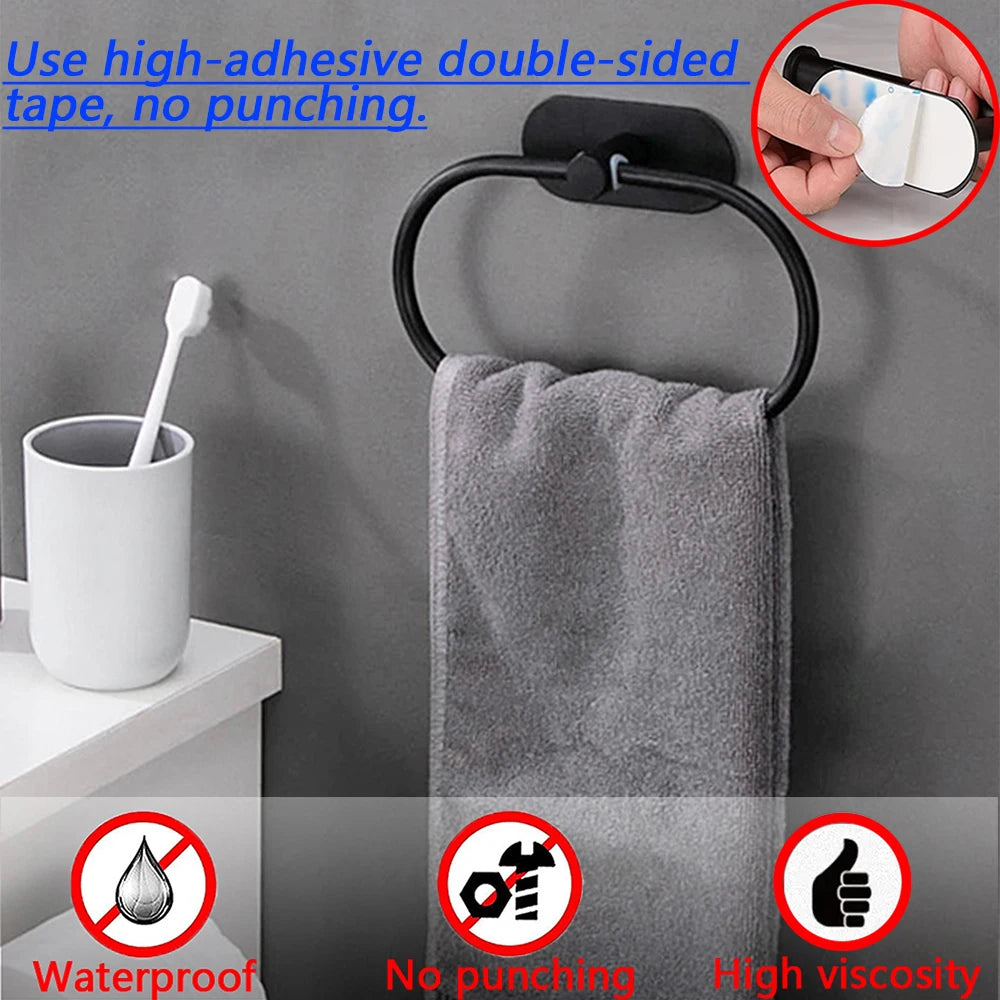 Modern Self-Adhesive Towel Rack for Bathroom with Durable Stainless Steel Design