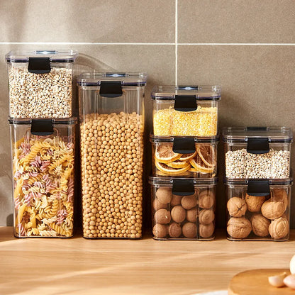 Sealed Plastic Storage Containers for Kitchen with Moisture-Proof Design for Grains and Spices