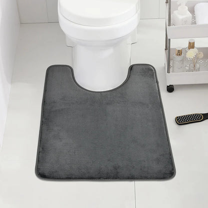 Soft and Absorbent U-Shape Bath Mat for Toilet and Home Décor Enhancement