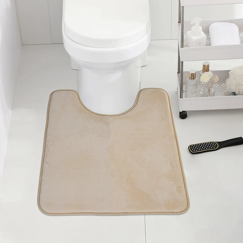 Soft and Absorbent U-Shape Bath Mat for Toilet and Home Décor Enhancement