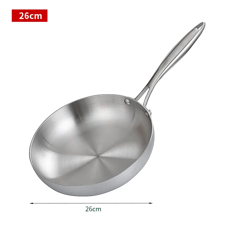 Premium Uncoated Stainless Steel Frying Pan for Versatile Kitchen Cooking