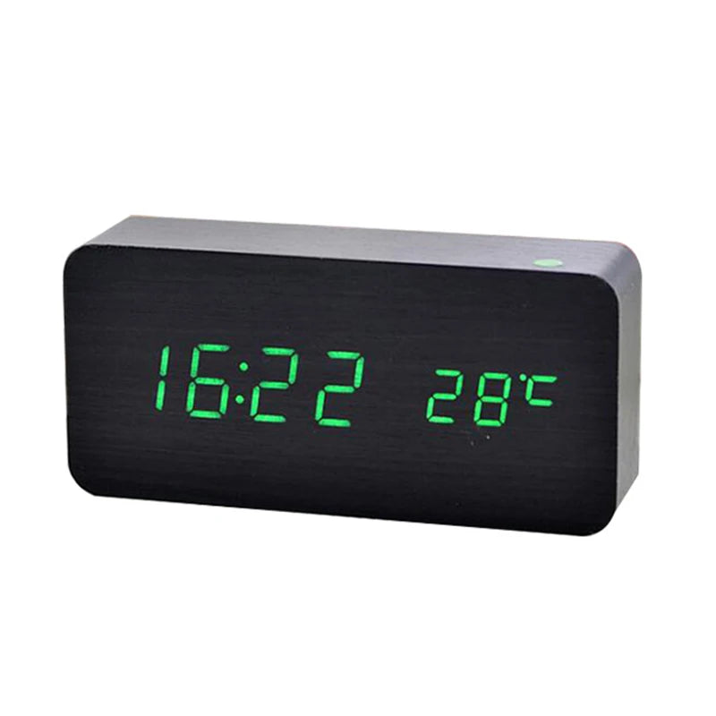 Wooden LED Alarm Clock – Stylish, Modern & Multifunctional