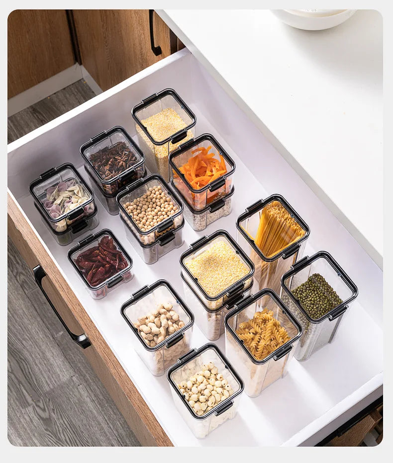 Sealed Plastic Storage Containers for Kitchen with Moisture-Proof Design for Grains and Spices