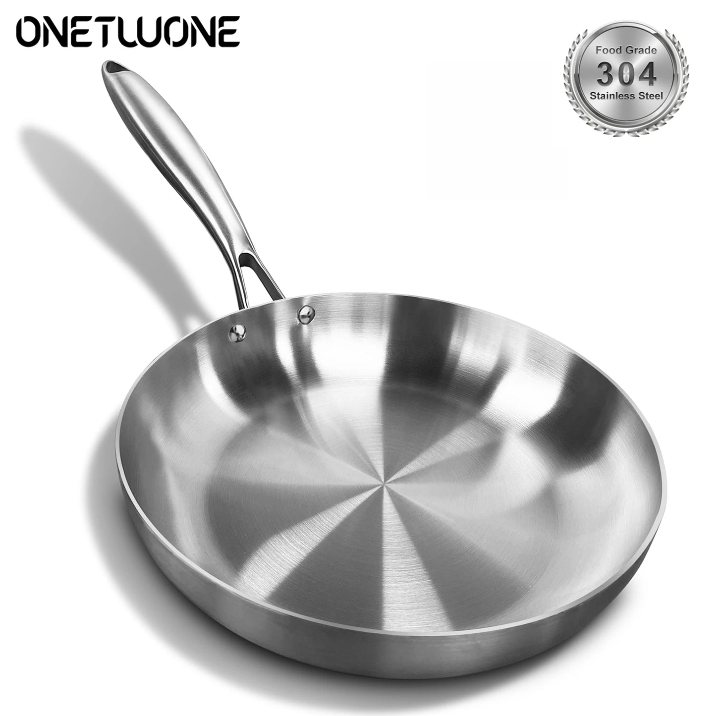 Premium Uncoated Stainless Steel Frying Pan for Versatile Kitchen Cooking