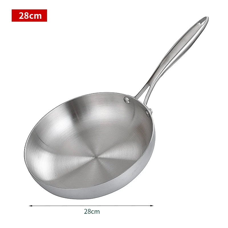 Premium Uncoated Stainless Steel Frying Pan for Versatile Kitchen Cooking