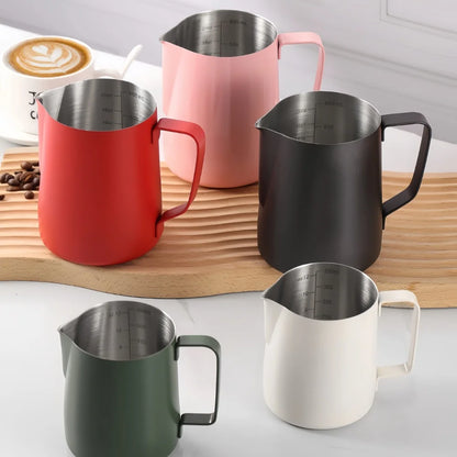 Premium Milk Frothing Pitcher with Accurate Scale for Barista-Level Espresso Drinks