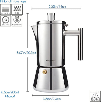 Premium Stovetop Espresso Maker with Stainless Steel Design