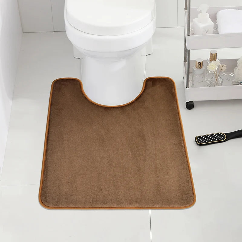 Soft and Absorbent U-Shape Bath Mat for Toilet and Home Décor Enhancement