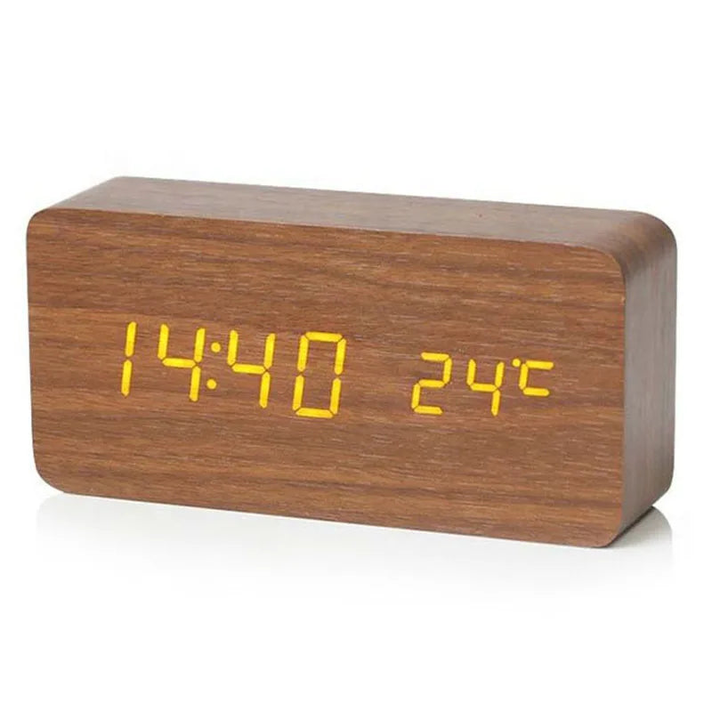 Wooden LED Alarm Clock – Stylish, Modern & Multifunctional