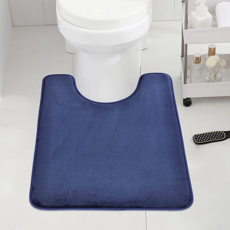 Soft and Absorbent U-Shape Bath Mat for Toilet and Home Décor Enhancement