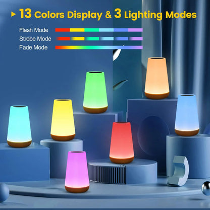 Portable 13-Colour LED Night Lamp – Adjustable Brightness with Touch & Remote Control