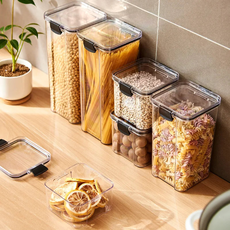 Sealed Plastic Storage Containers for Kitchen with Moisture-Proof Design for Grains and Spices