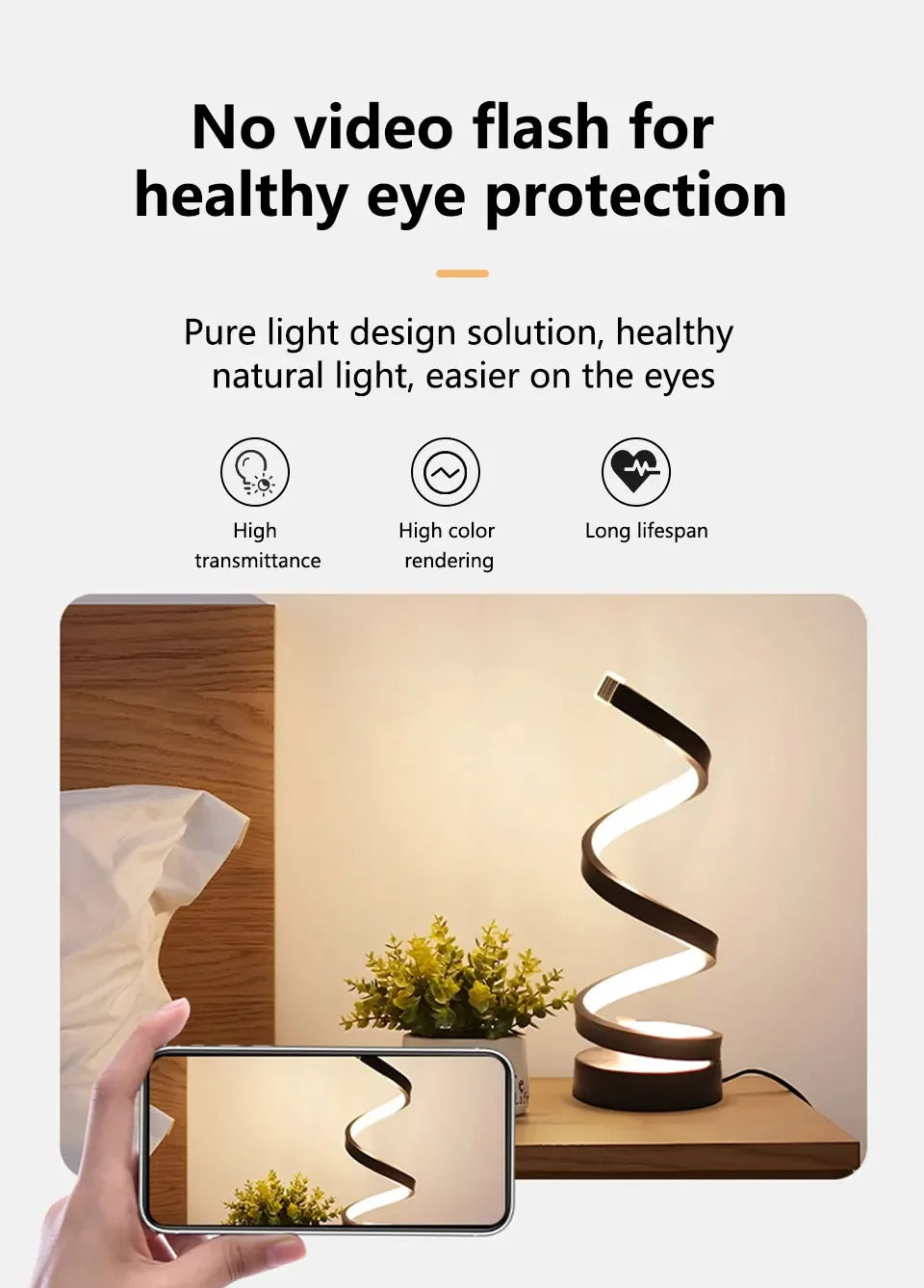 Elegant Spiral LED Night Lamp with Adjustable Brightness for Bedside, Desk, and Home Ambience