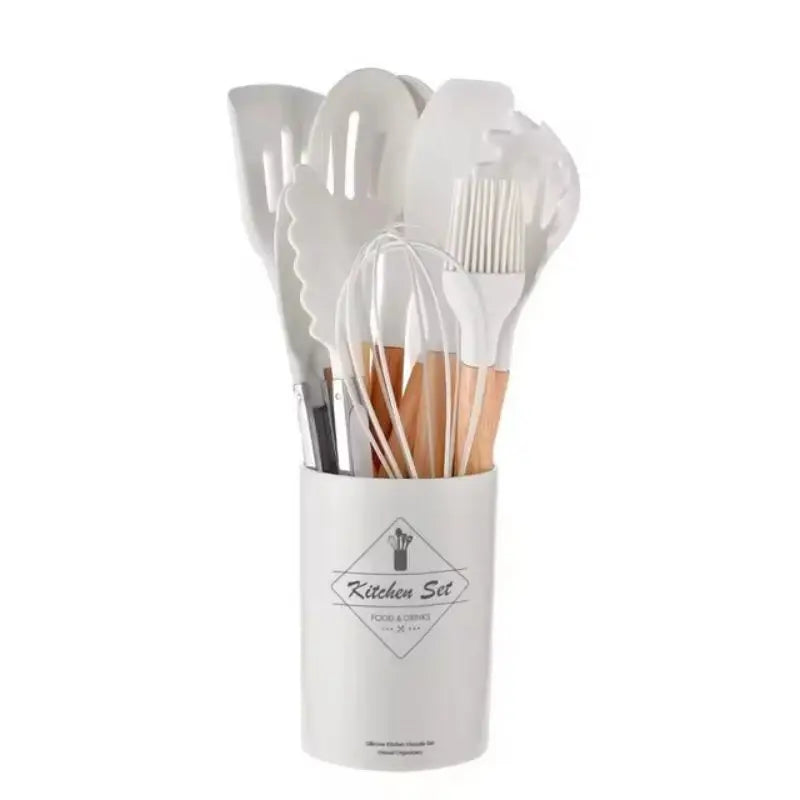 Complete 12-Piece Wooden Handle Kitchen Tool Set for Non-Stick Cookware and Everyday Use