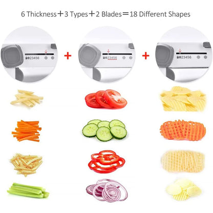 Professional 18-in-1 Adjustable Vegetable Slicer for Effortless Kitchen Prep