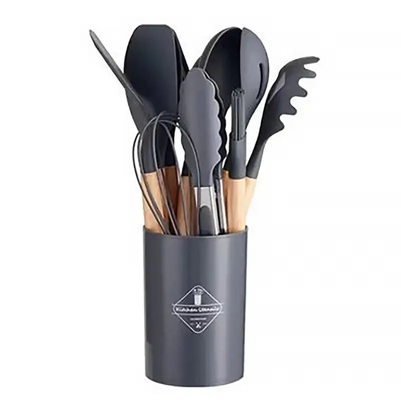 Complete 12-Piece Wooden Handle Kitchen Tool Set for Non-Stick Cookware and Everyday Use