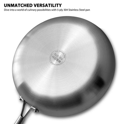 Premium Uncoated Stainless Steel Frying Pan for Versatile Kitchen Cooking