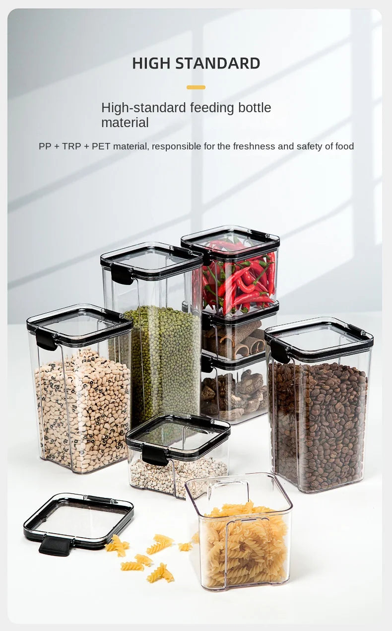 Sealed Plastic Storage Containers for Kitchen with Moisture-Proof Design for Grains and Spices