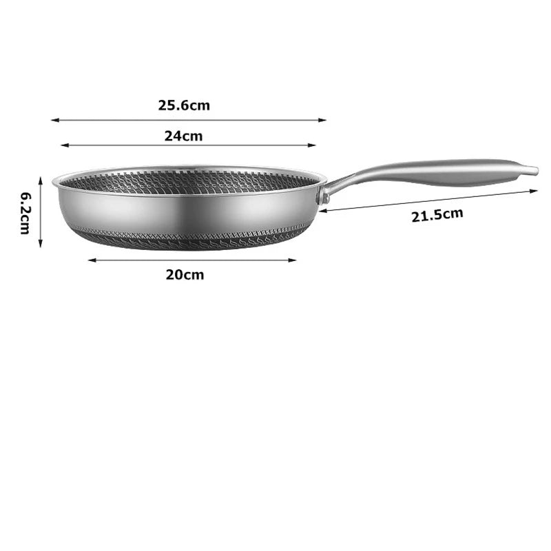 Premium Stainless Steel Nonstick Honeycomb Frying Pan with Lid for Induction and Gas Cooktops