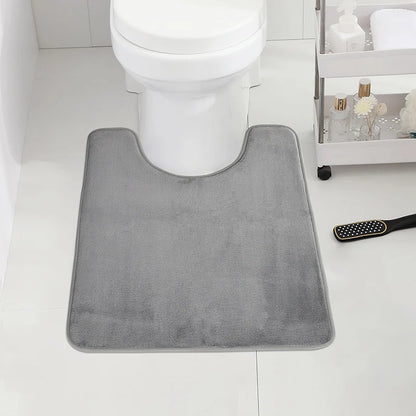 Soft and Absorbent U-Shape Bath Mat for Toilet and Home Décor Enhancement