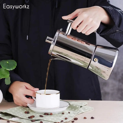 Premium Stovetop Espresso Maker with Stainless Steel Design