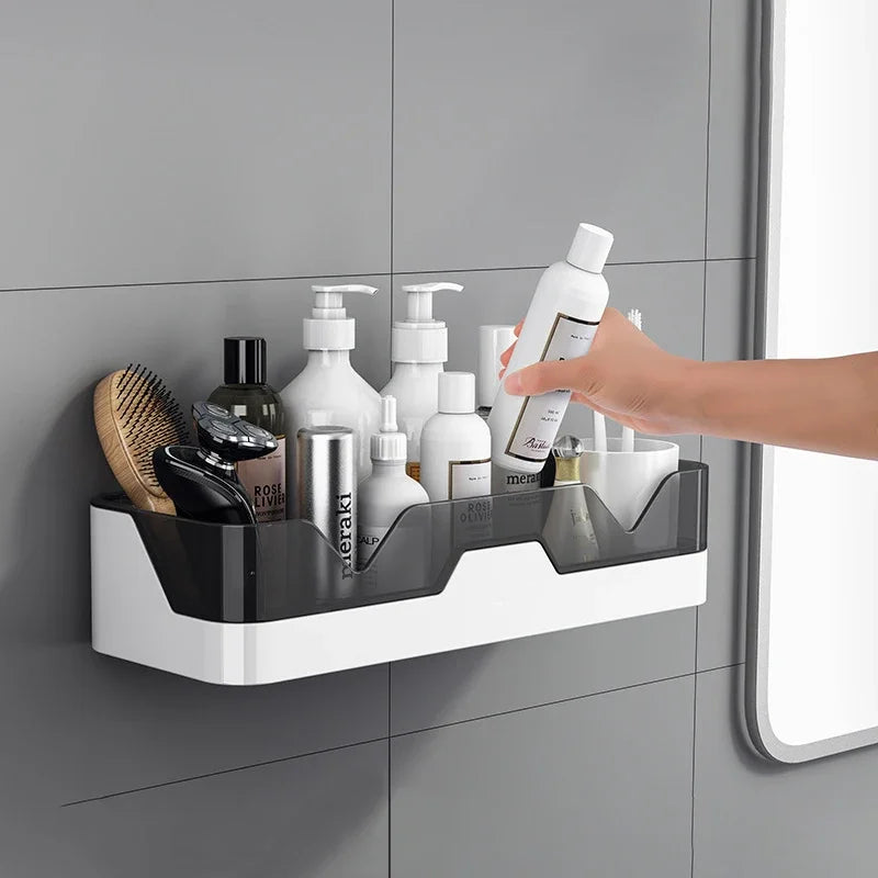 Stylish Corner Shelf for Bathroom with No-Drill Wall Mount and Shampoo Holder