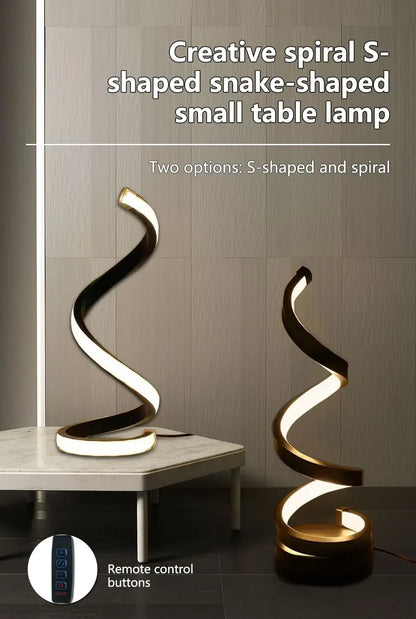 Elegant Spiral LED Night Lamp with Adjustable Brightness for Bedside, Desk, and Home Ambience