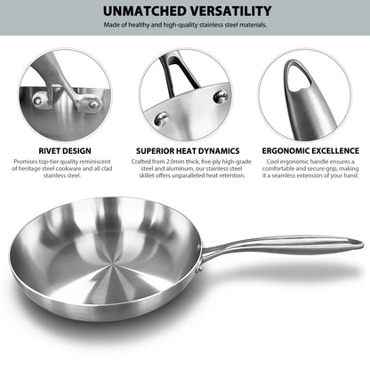 Premium Uncoated Stainless Steel Frying Pan for Versatile Kitchen Cooking