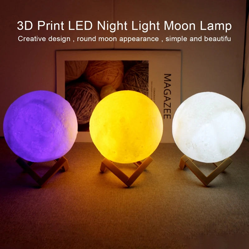 Moon Lamp – LED Night Light, Battery Powered & Starry Glow